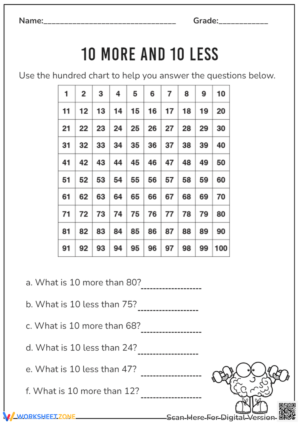 10 More 10 Less Worksheets 10 More 10 Less Worksheets