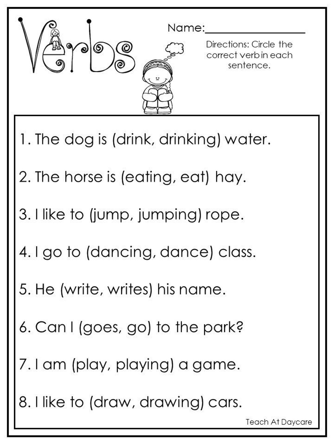 10 Printable Choose The Correct Verb Worksheets 1st 2nd Grade ELA Worksheets Etsy Sweden