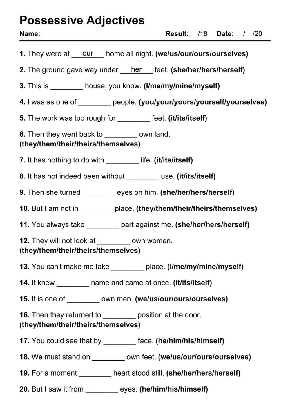 101 Possessive Adjectives PDF Worksheets With Answers Grammarism 101 Possessive Adjectives PDF Worksheets With Answers Grammarism