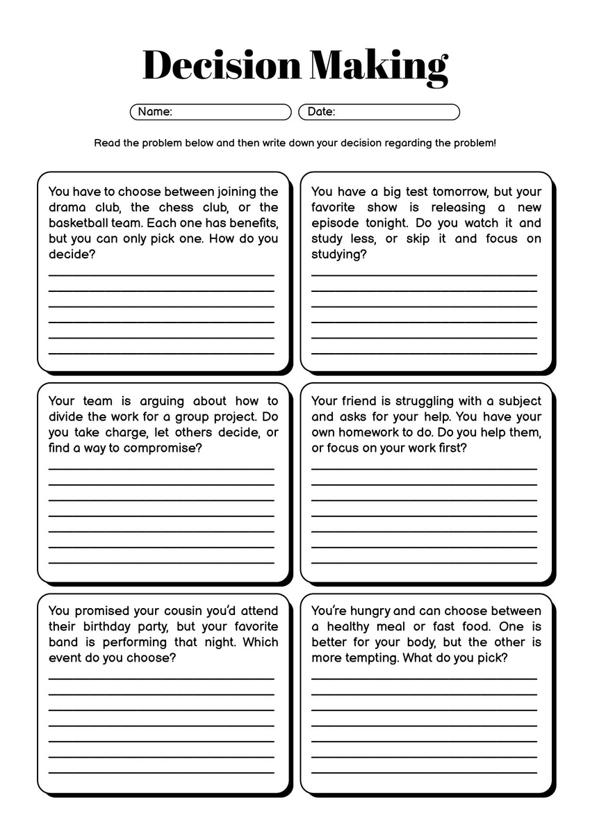 11 Decision Making Worksheets For Teens Free PDF At Worksheeto Free Printable Summer Maze Worksheets And Puzzles Free Printables Lettering SVG Files Tools Apps