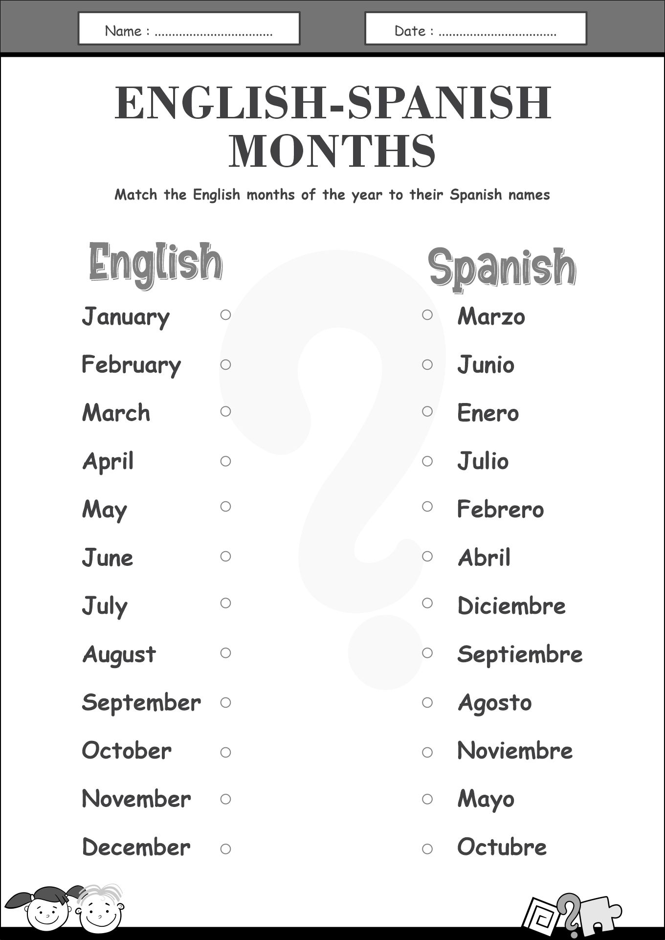 11 Free Printable Spanish Worksheets Months Free PDF At Worksheeto 17 English And Spanish Worksheet Family Free PDF At Worksheeto