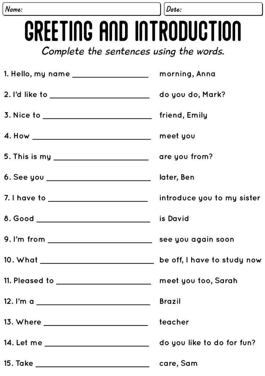13 ESL Introductions And Greetings Worksheets Free PDF At Worksheeto 13 ESL Introductions And Greetings Worksheets Free PDF At Worksheeto
