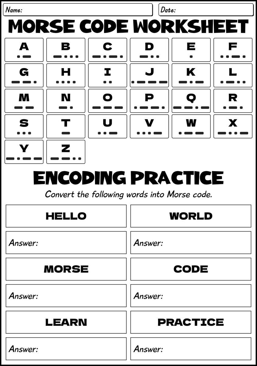 13 Printable Morse Code Worksheet Free PDF At Worksheeto 13 Printable Morse Code Worksheet Free PDF At Worksheeto