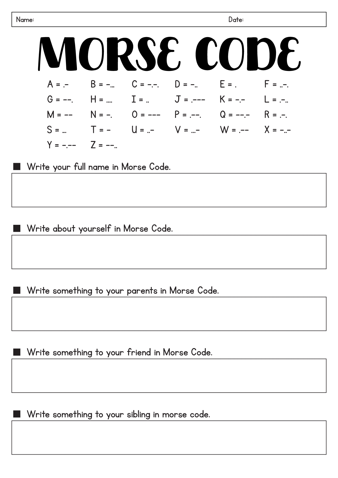 13 Printable Morse Code Worksheet Free PDF At Worksheeto 13 Printable Morse Code Worksheet Free PDF At Worksheeto