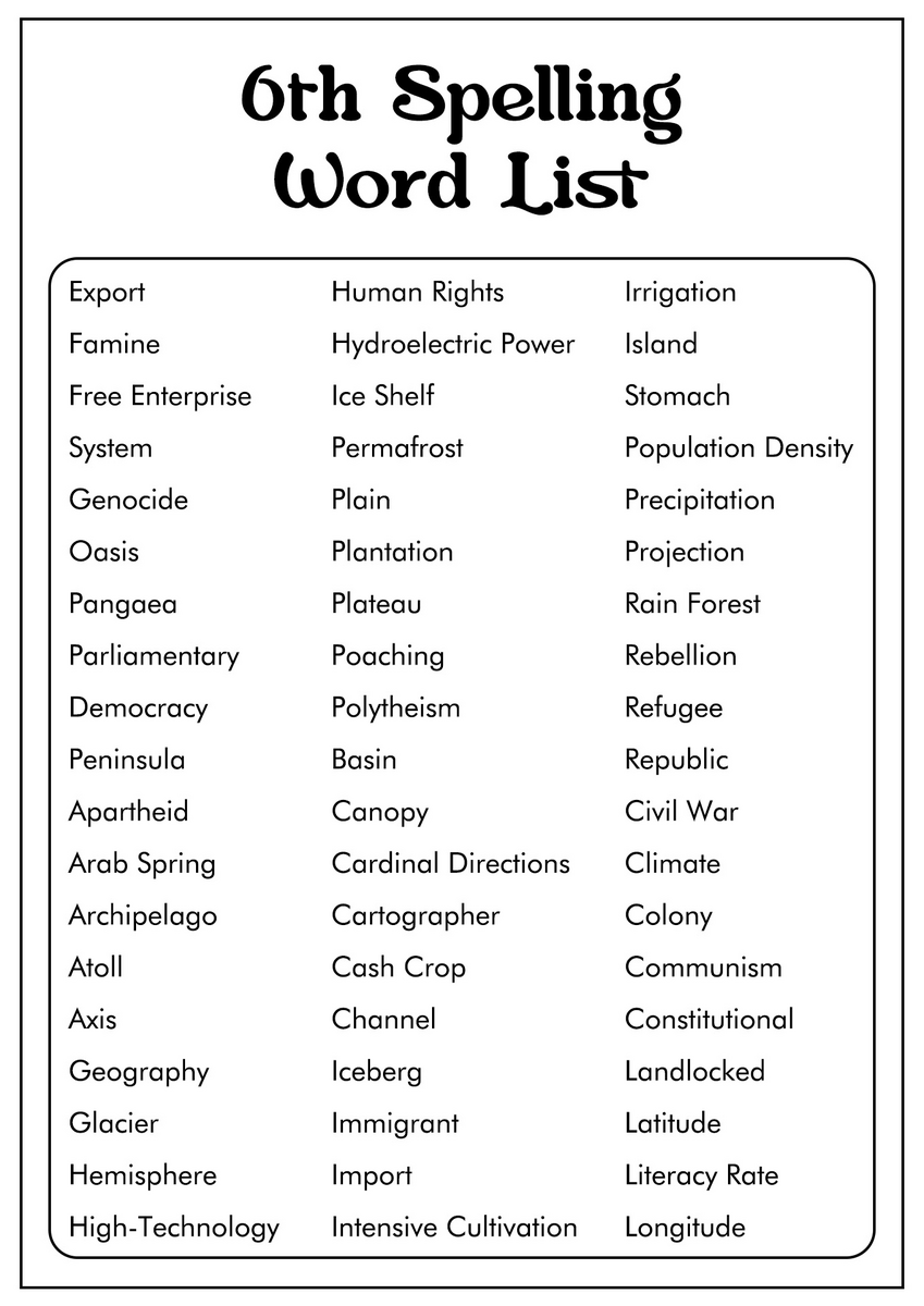 16 6th Grade Spelling Words Worksheets Free PDF At Worksheeto 16 6th Grade Spelling Words Worksheets Free PDF At Worksheeto