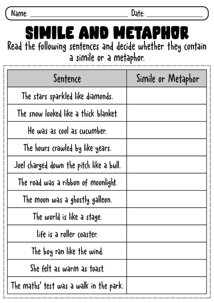 19 Free Printable Figurative Language Worksheets 19 Free Printable Figurative Language Worksheets