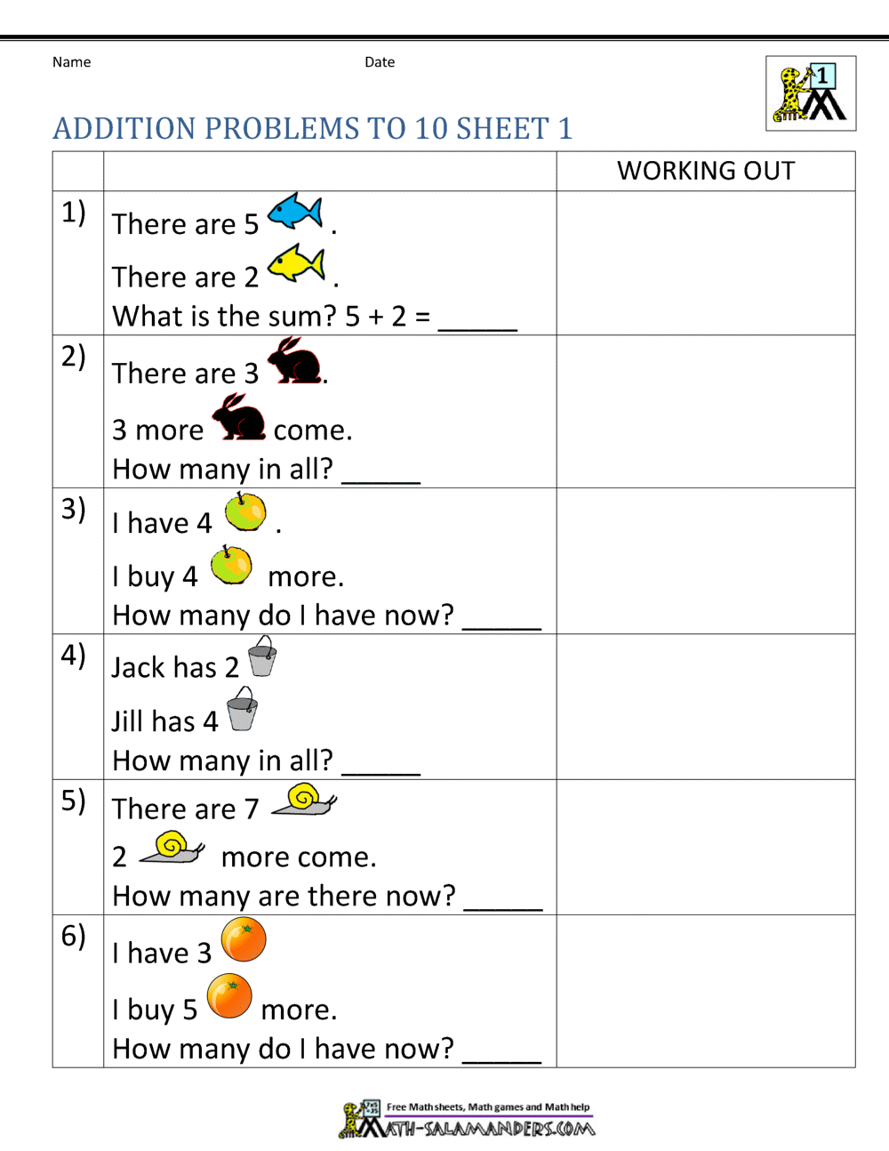 1st Grade Addition Word Problems 1st Grade Addition Word Problems