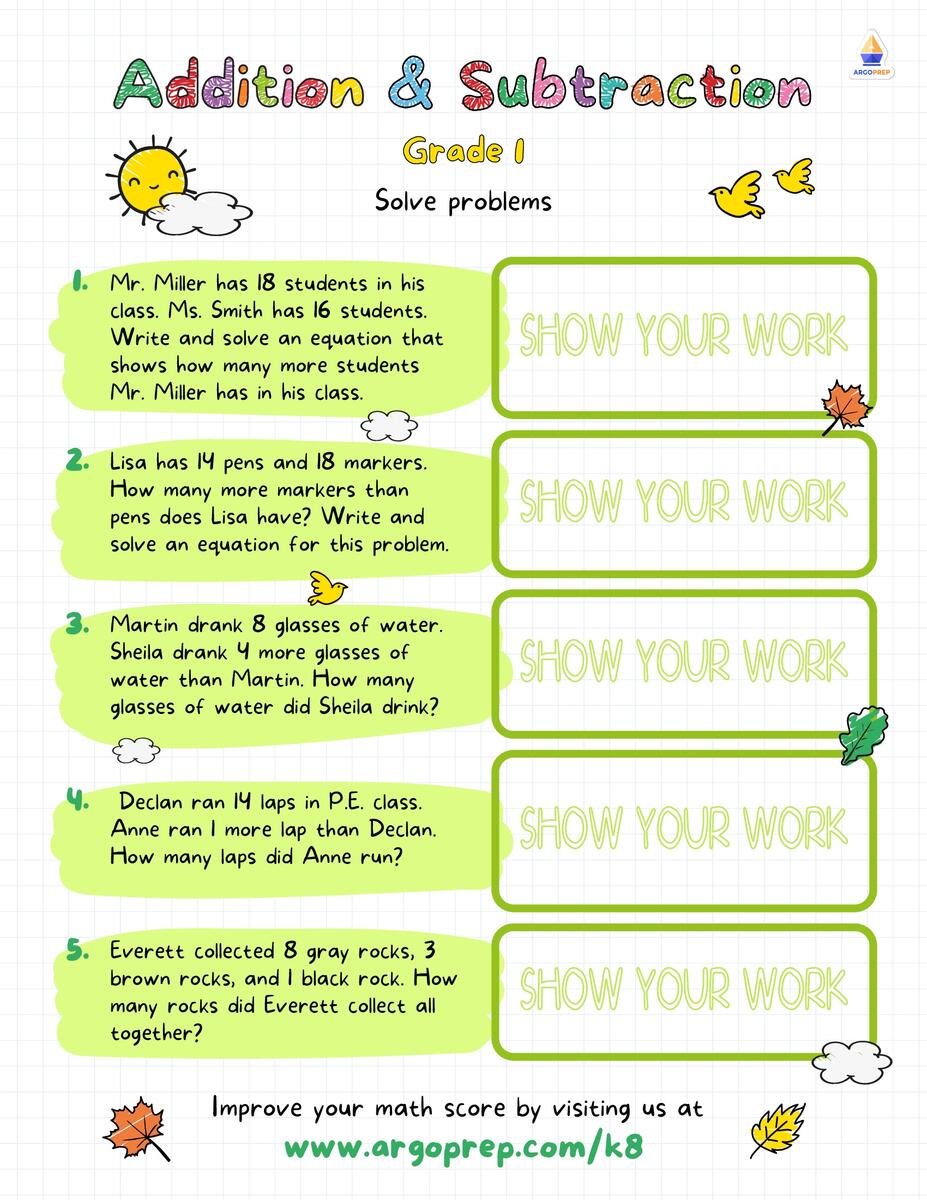 3rd Grade Addition And Subtraction Word Problems