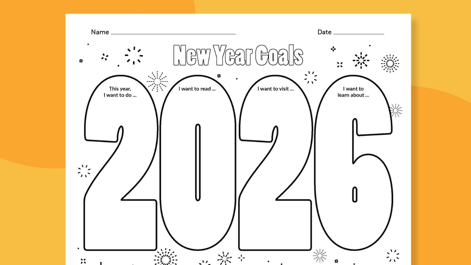 2026 New Year Goals Template Free Goal Tracker