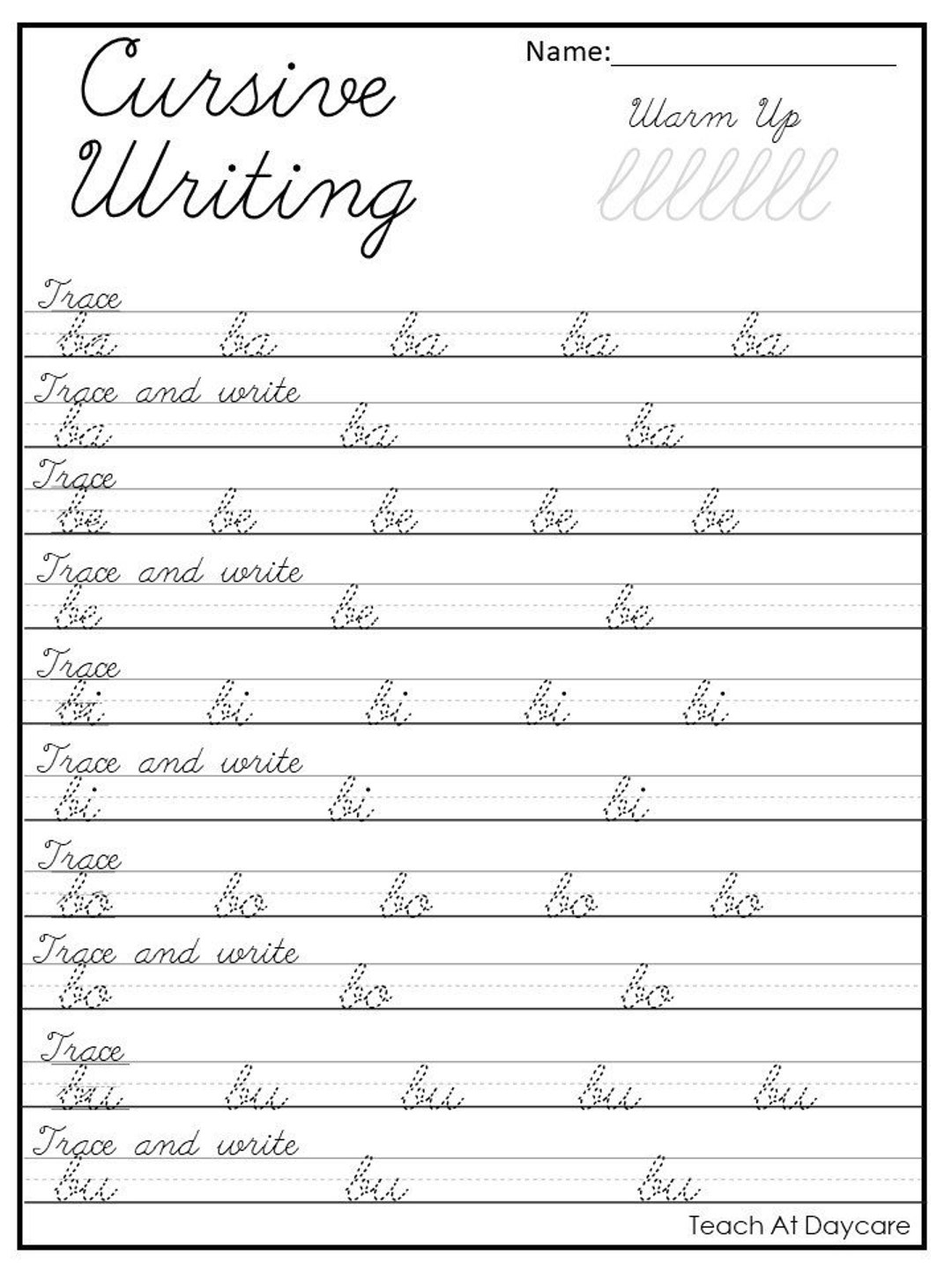21 Cursive Handwriting Worksheets Consonant And Vowel Tracing In A PDF File Etsy Israel