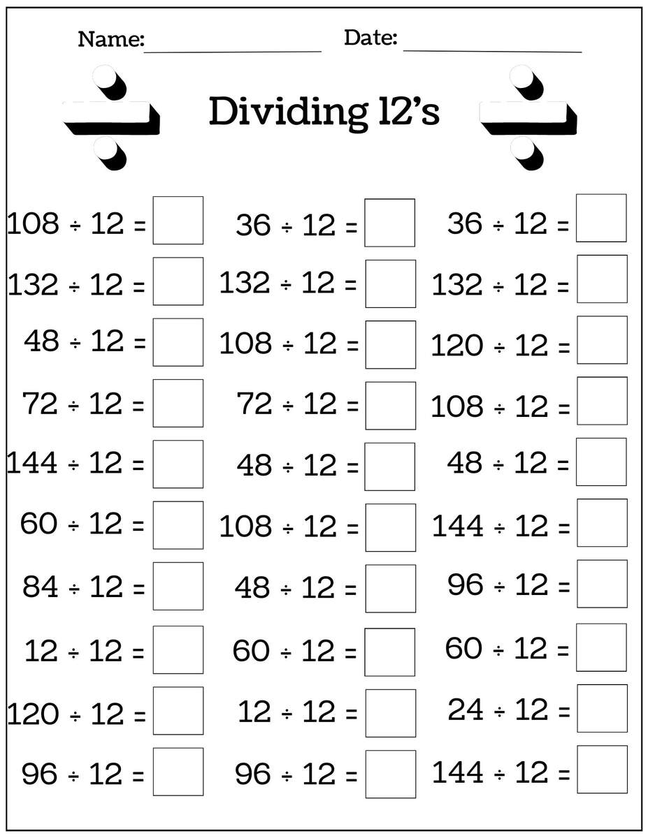 24 Printable Multiplication And Division Worksheets 1 12 Fill In The Blanks With Answer Pages Maths Drills Etsy New Zealand