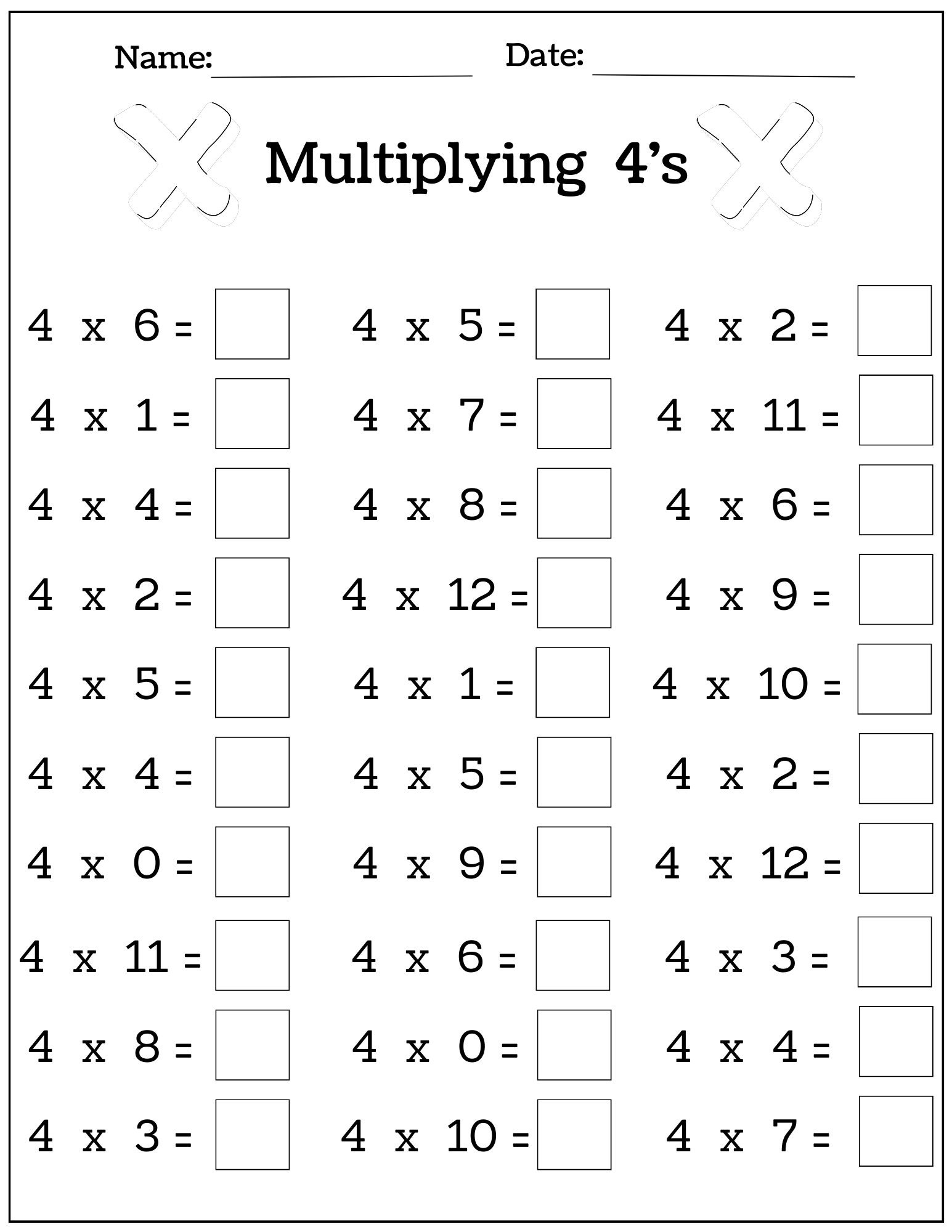24 Printable Multiplication Worksheets Fill In The Blanks Single Digit Multiplication Numbers 1 12 Etsy Israel Basic Multiplication Worksheets K12 Math Worksheets