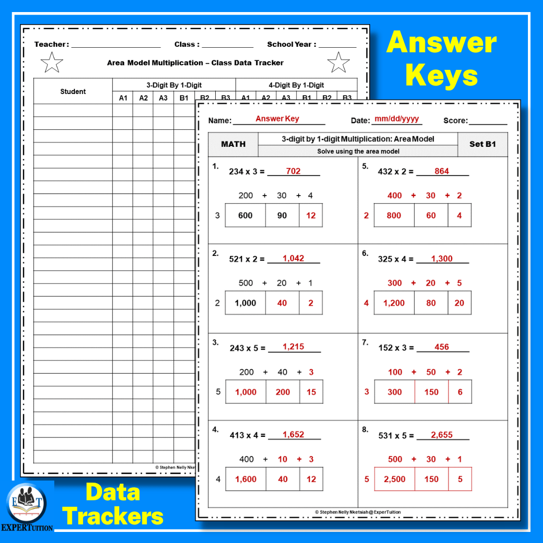 3 Digit By 1 Digit Area Model Multiplication Worksheets ExperTuition 3 Digit By 1 Digit Area Model Multiplication Worksheets ExperTuition