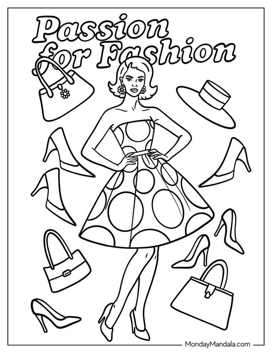 30 Fashion Coloring Pages Free PDF Printables