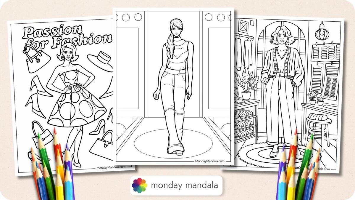 30 Fashion Coloring Pages Free PDF Printables