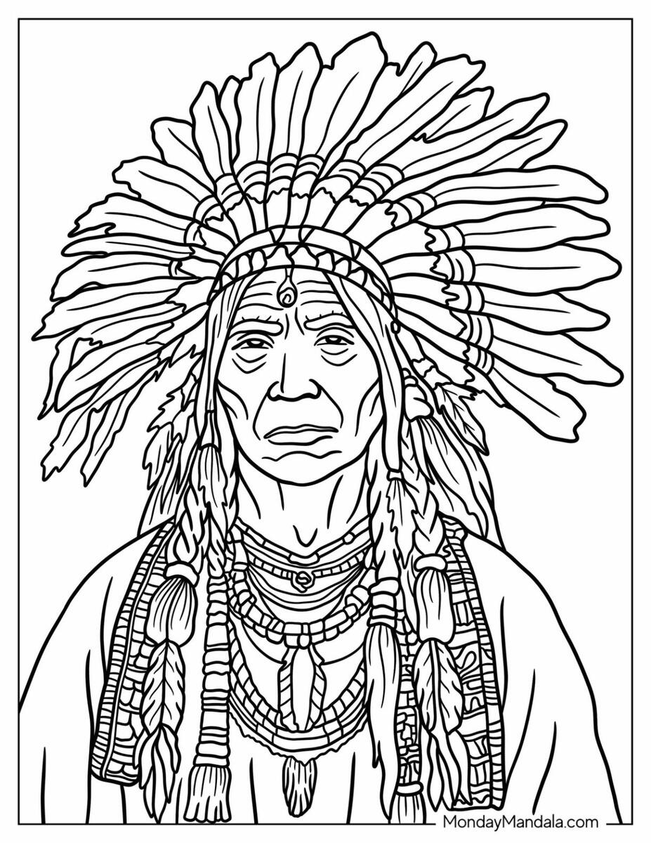 34 Native American Coloring Pages Free PDF Printables
