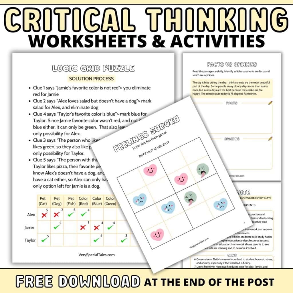 36 Fun Critical Thinking Games And Activities For Kids Printable Very Special Tales 3rd Grade Math Problems