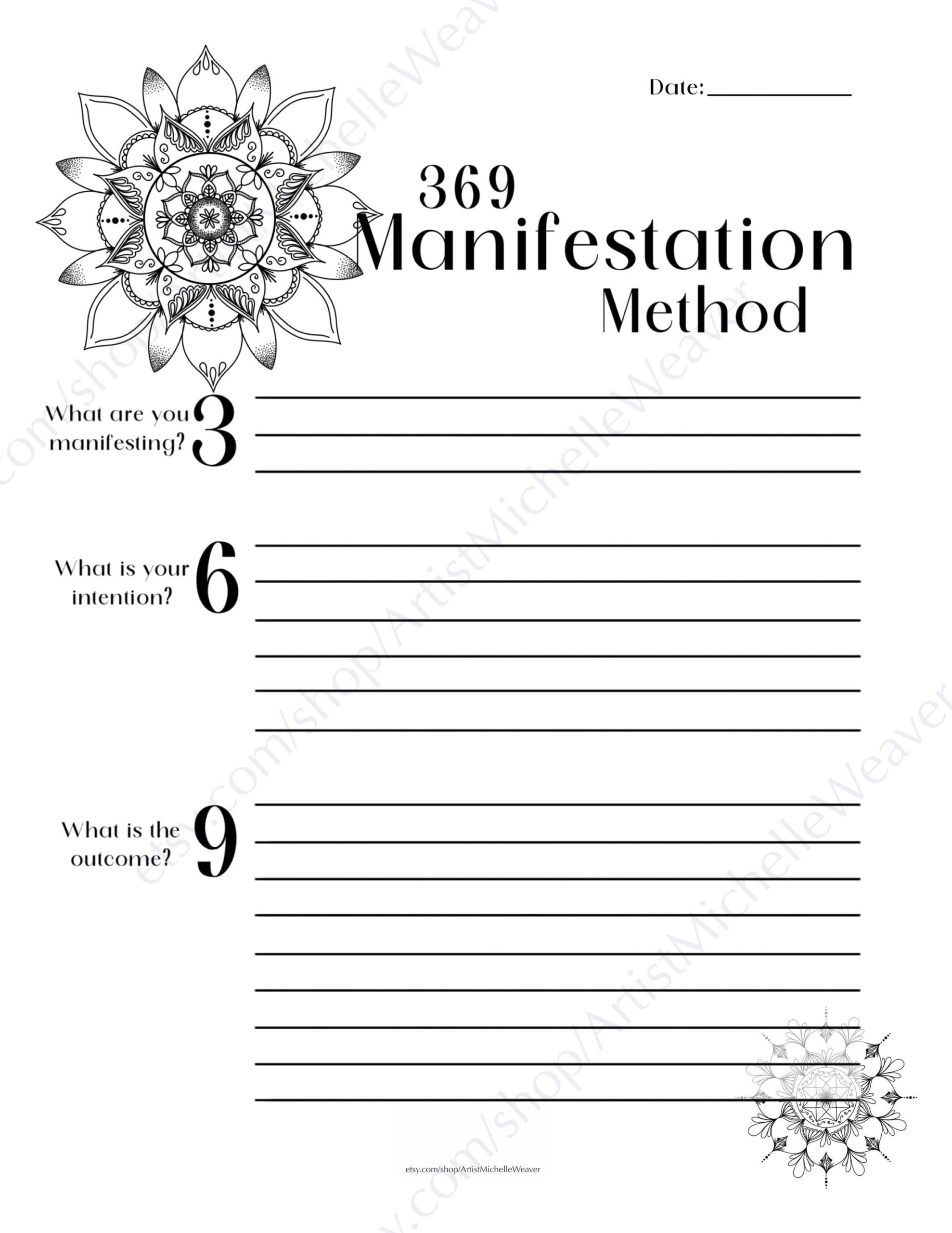 Manifestation Worksheet Printable Law Of Attraction Journal Planner Insert Affirmation Guide A4 A5 Letter Etsy
