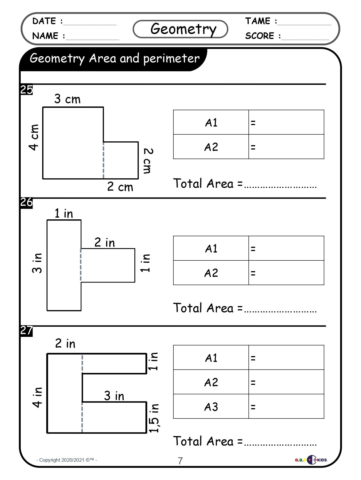 Area And Perimeter Of Composite Shapes K12 Math Worksheets