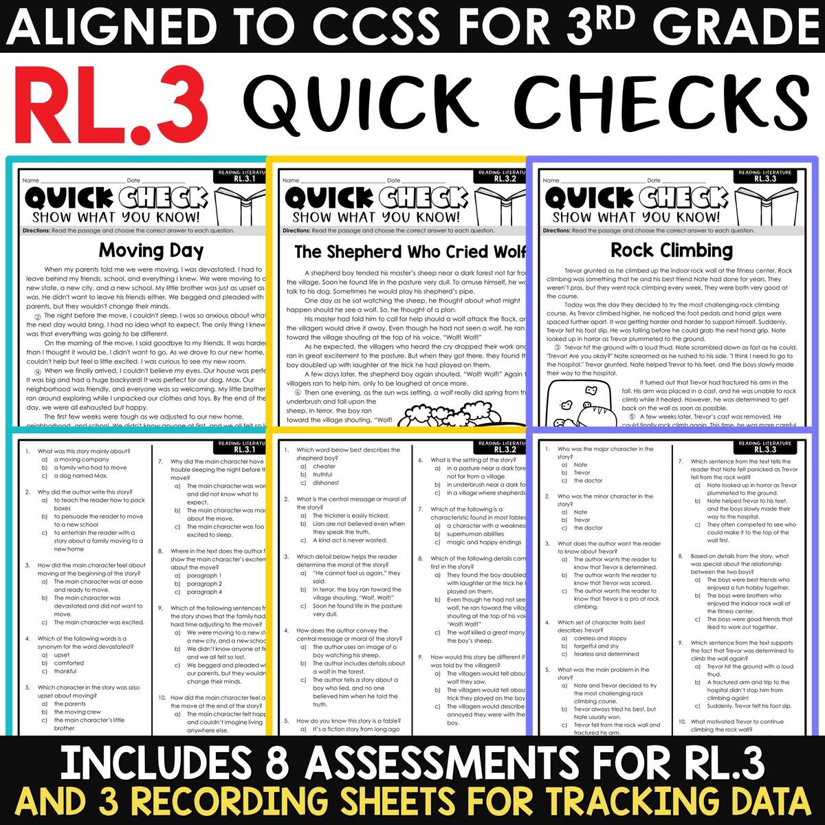 3rd Grade Reading Comprehension Passages Questions Review Assessments Homework A Love Of Teaching Kim Miller