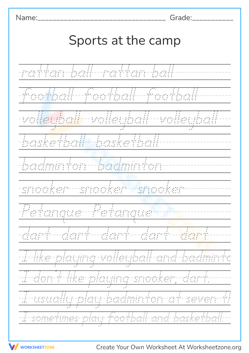 3rd Grade Tracing Worksheets Printable
