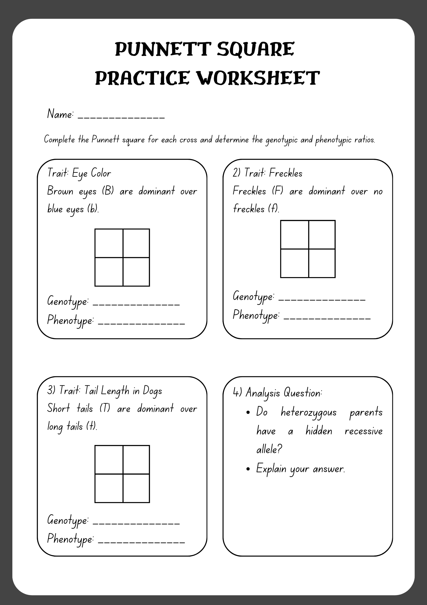 40 Punnett Square Practice Worksheet To Download In PDF