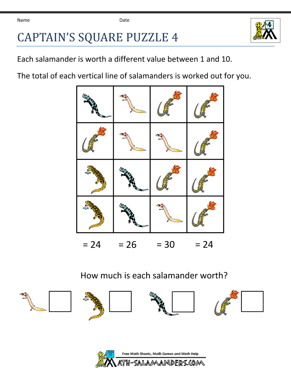 4th Grade Math Puzzles