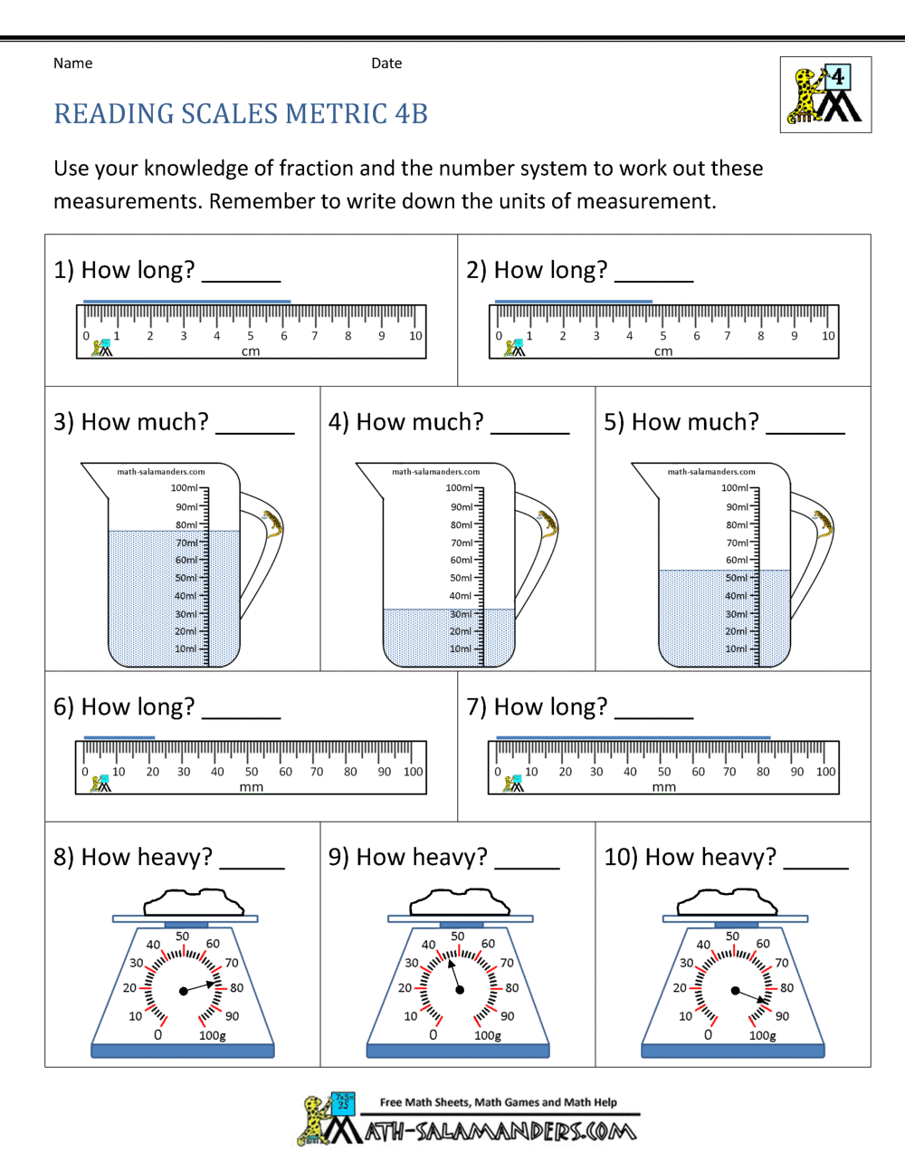 4th Grade Measurement Worksheets Worksheets Library