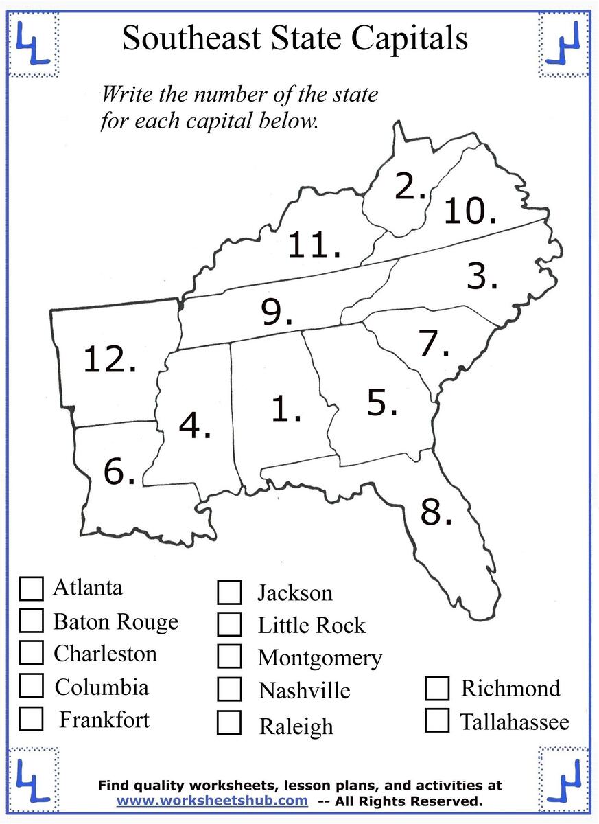 4th Grade Social Studies Southeast Region States 50 States And Capitals Map Activity Print And Digital By History Gal