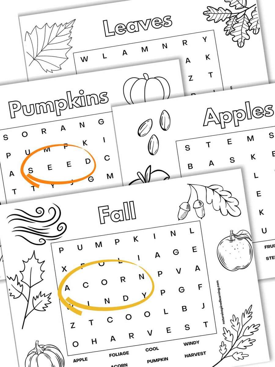 5 Easy Fall Word Searches Nature Inspired Learning 5 Easy Fall Word Searches Nature Inspired Learning