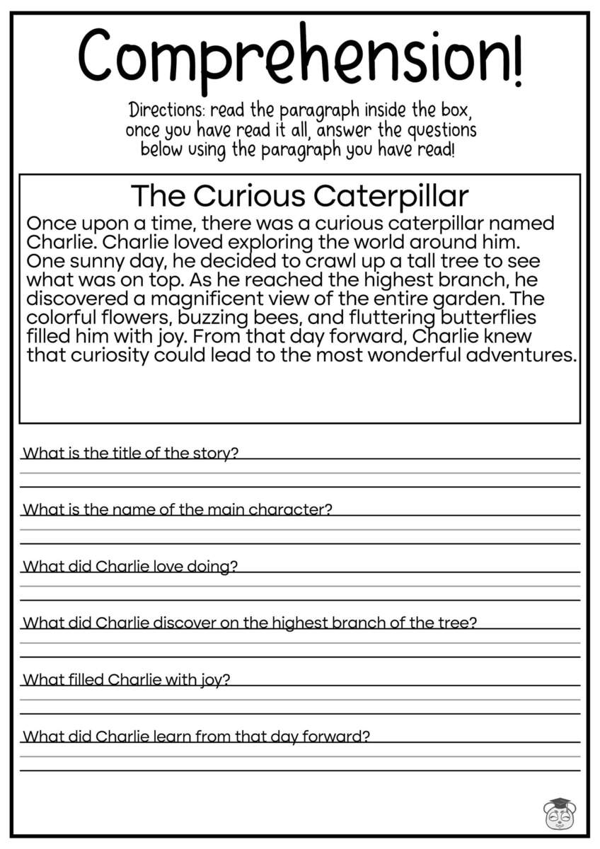 5 Printable Reading Comprehension English Worksheets Ages 4 7 KG1 Worksheets Library