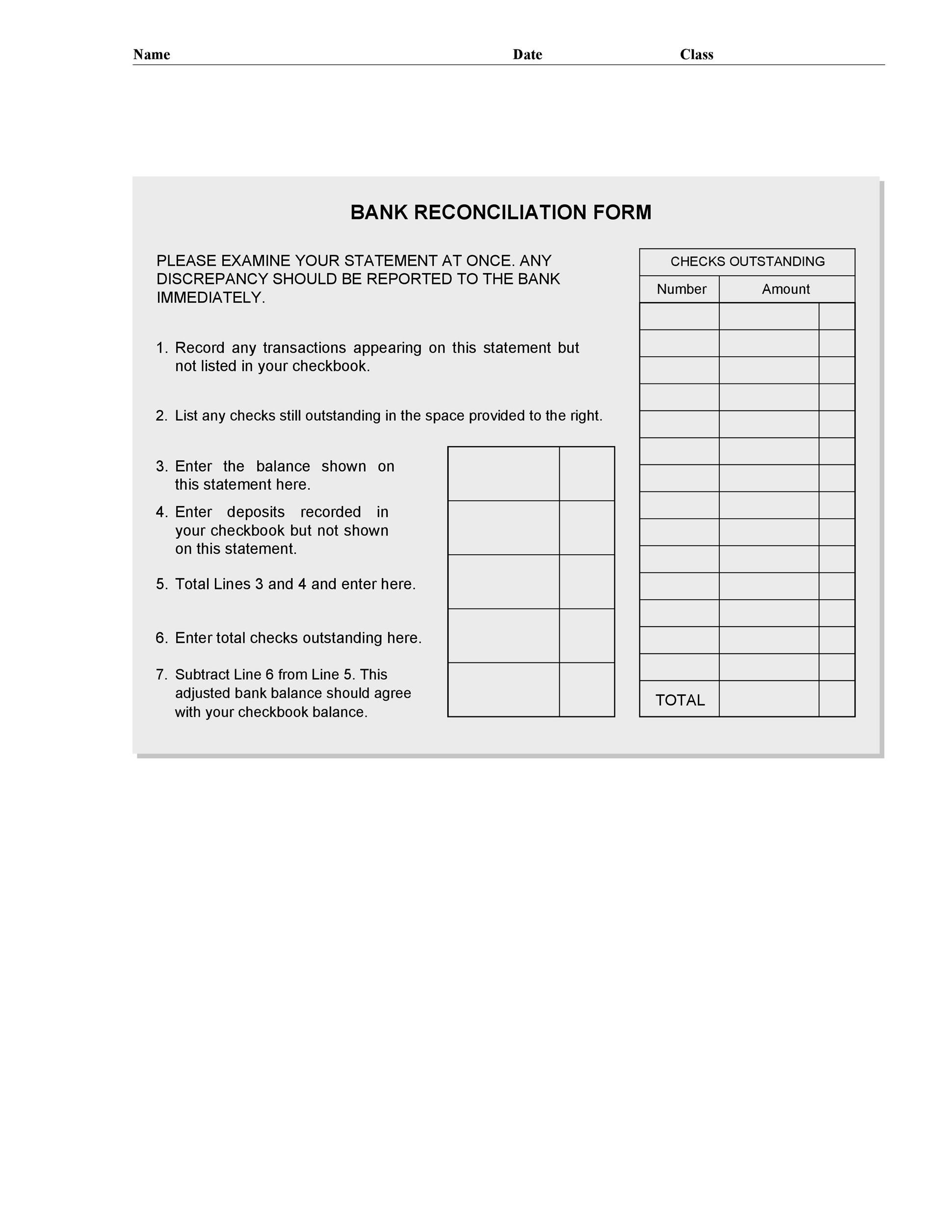 50 Bank Reconciliation Examples Templates 100 Free