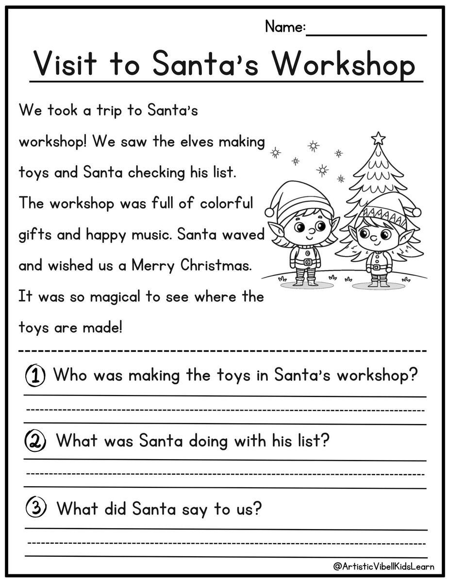 Christmas Reading Comprehension Worksheet Games4esl