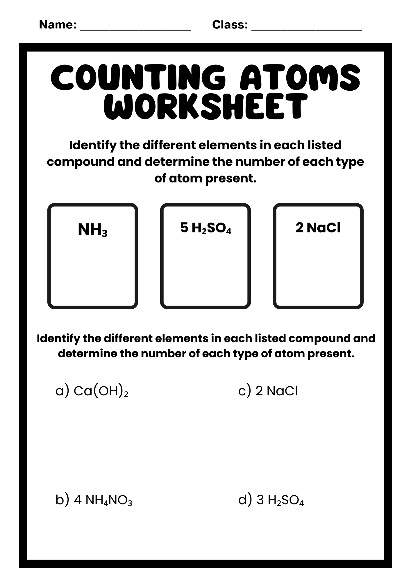 50 Free Printable Counting Atoms Worksheet To Download In PDF 50 Free Printable Counting Atoms Worksheet To Download In PDF