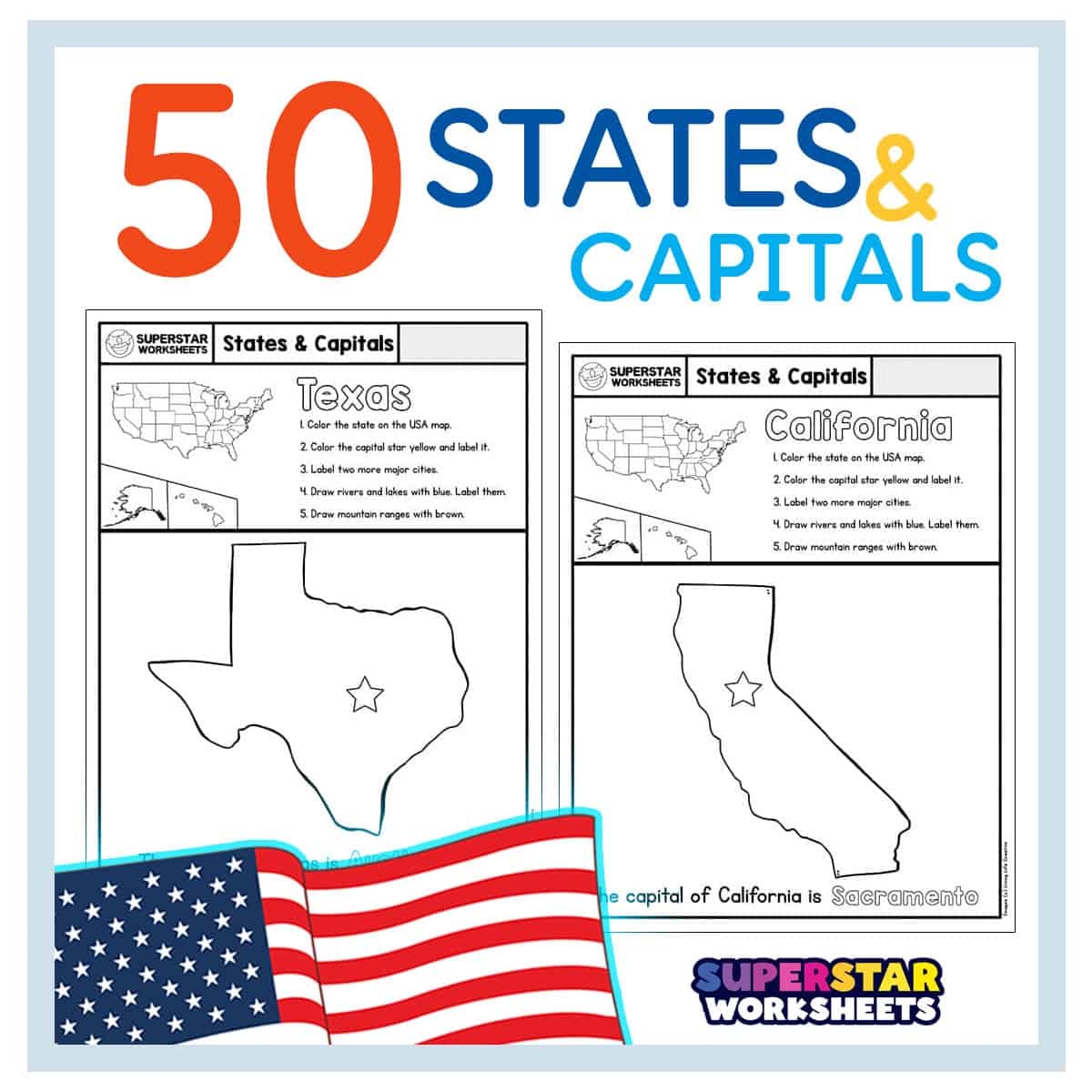 States And Capitals Free Worksheet For Kids SKOOLGO