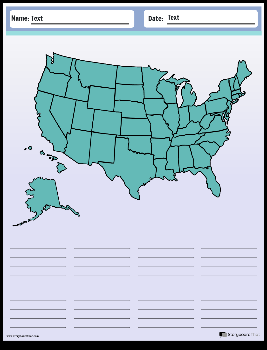 50 States Worksheets Create Print With Storyboard That