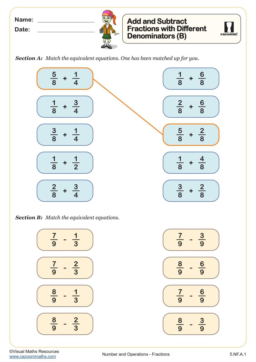 5th Grade Fractions Worksheets PDF Printable Worksheets Cazoom Math