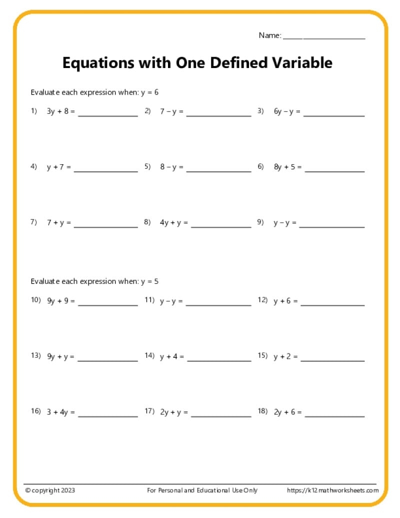 6th Grade Algebra Worksheets 6th Grade Algebra Worksheets
