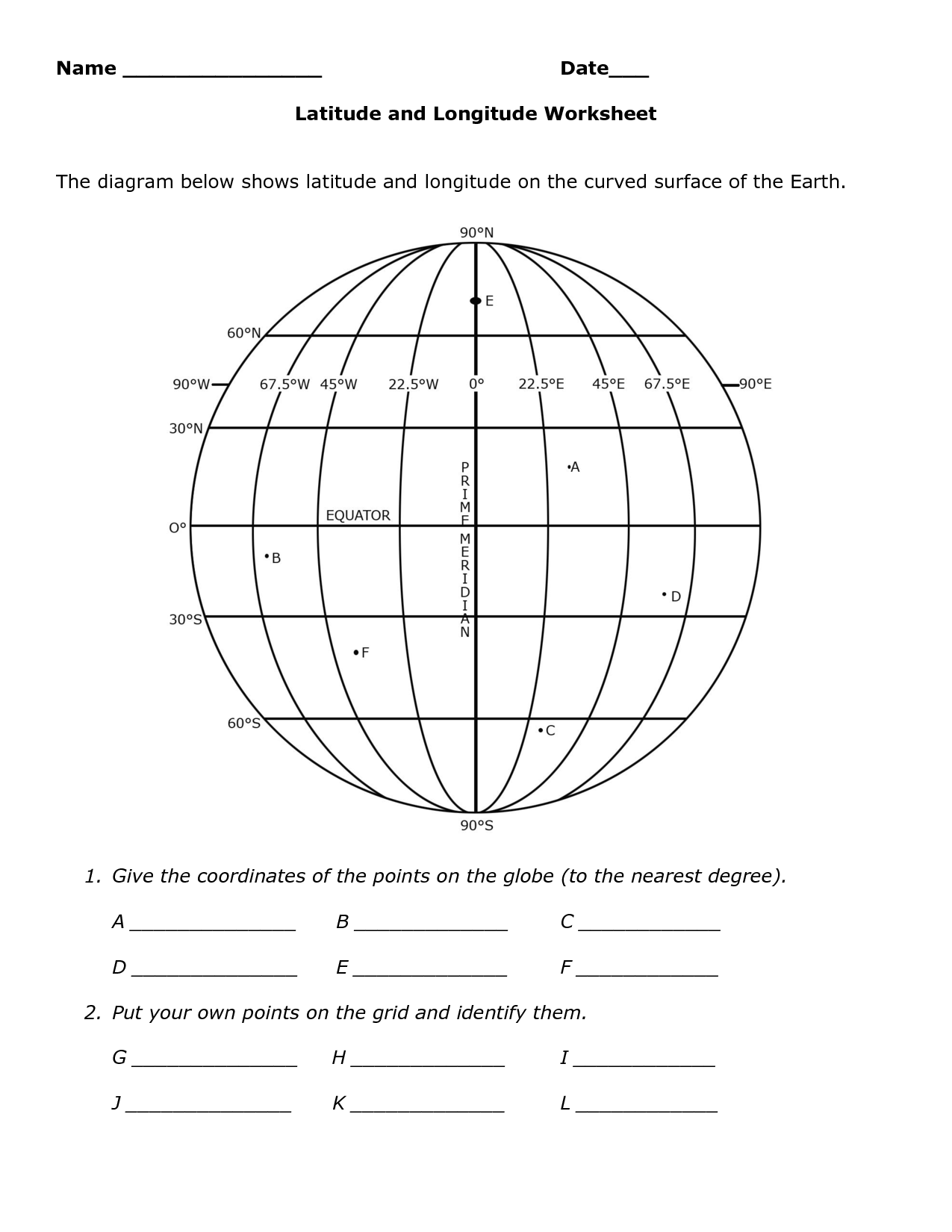 Free Collection Of Latitude And Longitude Worksheets Worksheets Library
