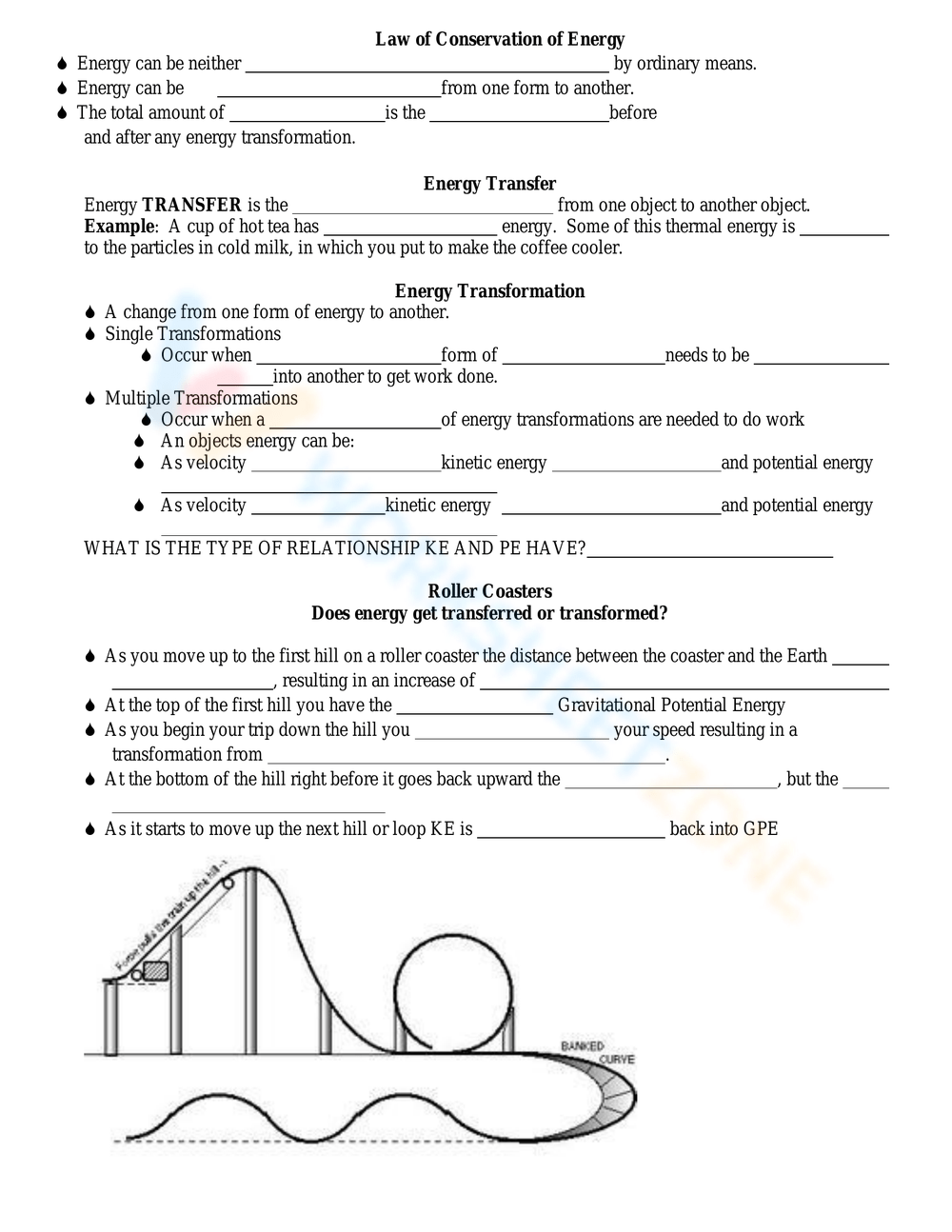 7th Grade Kinetic Potential Energy Worksheets