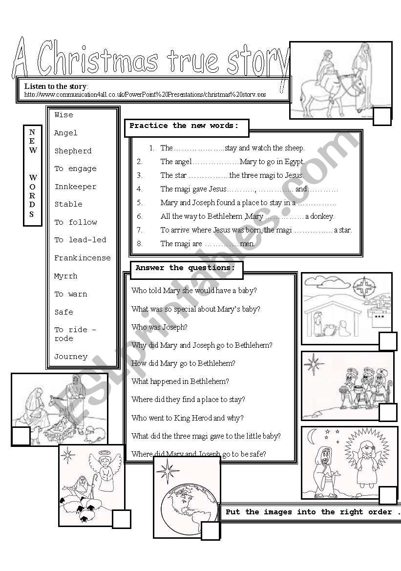 A Christmas True Story ESL Worksheet By Donapeter FREE Christmas Story Printables Activity Sheets Leap Of Faith Crafting