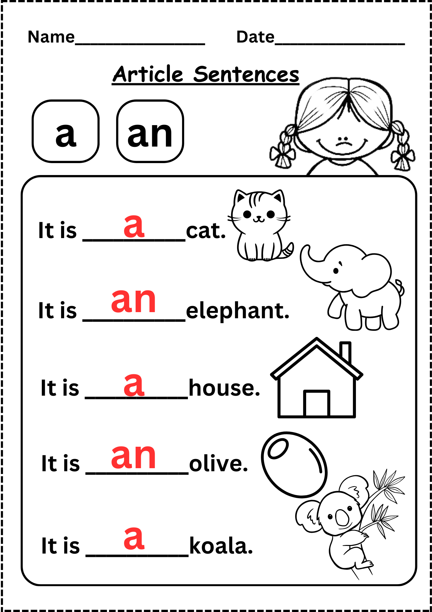 A Or An Free Worksheet For Kindergarten Baby Animals Vocabulary Read Check And Write The Words Activity For English Language Learners Preschool And Kindergarten Students Free Download 3 Ezpzlearn