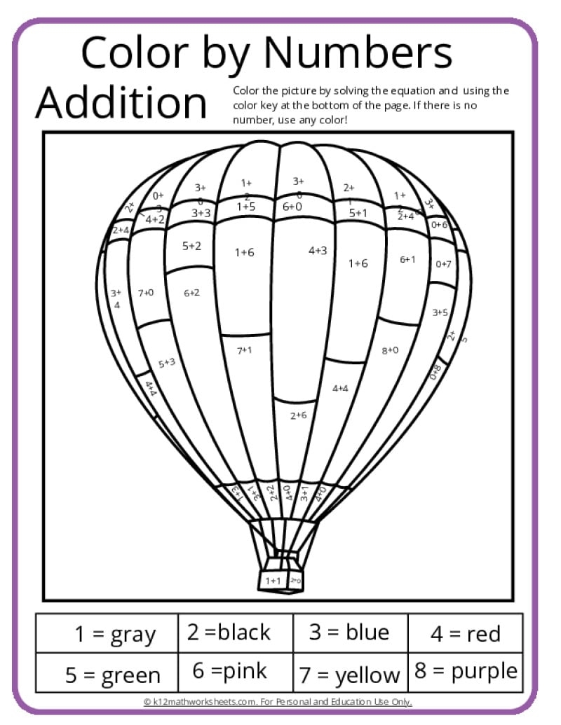 Addition Color By Number Printable Activities Summer Color By Number Pages K12 Math Worksheets