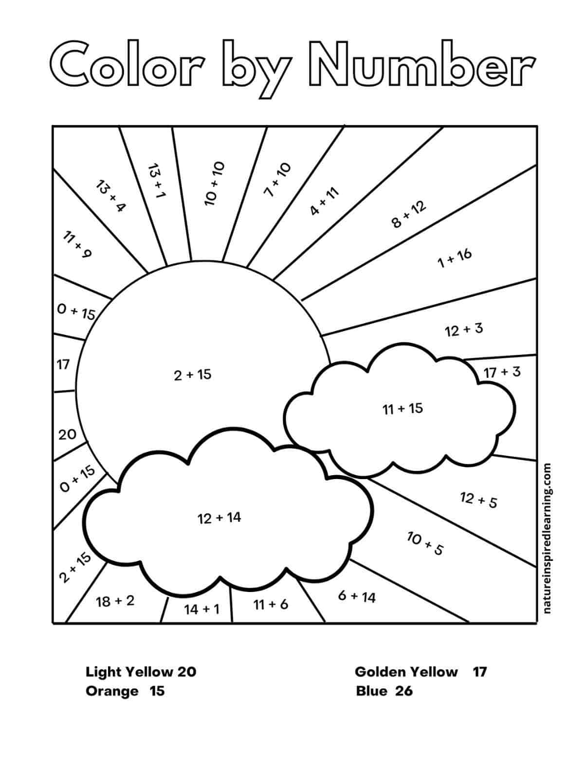 Addition Color By Number Printable Activities