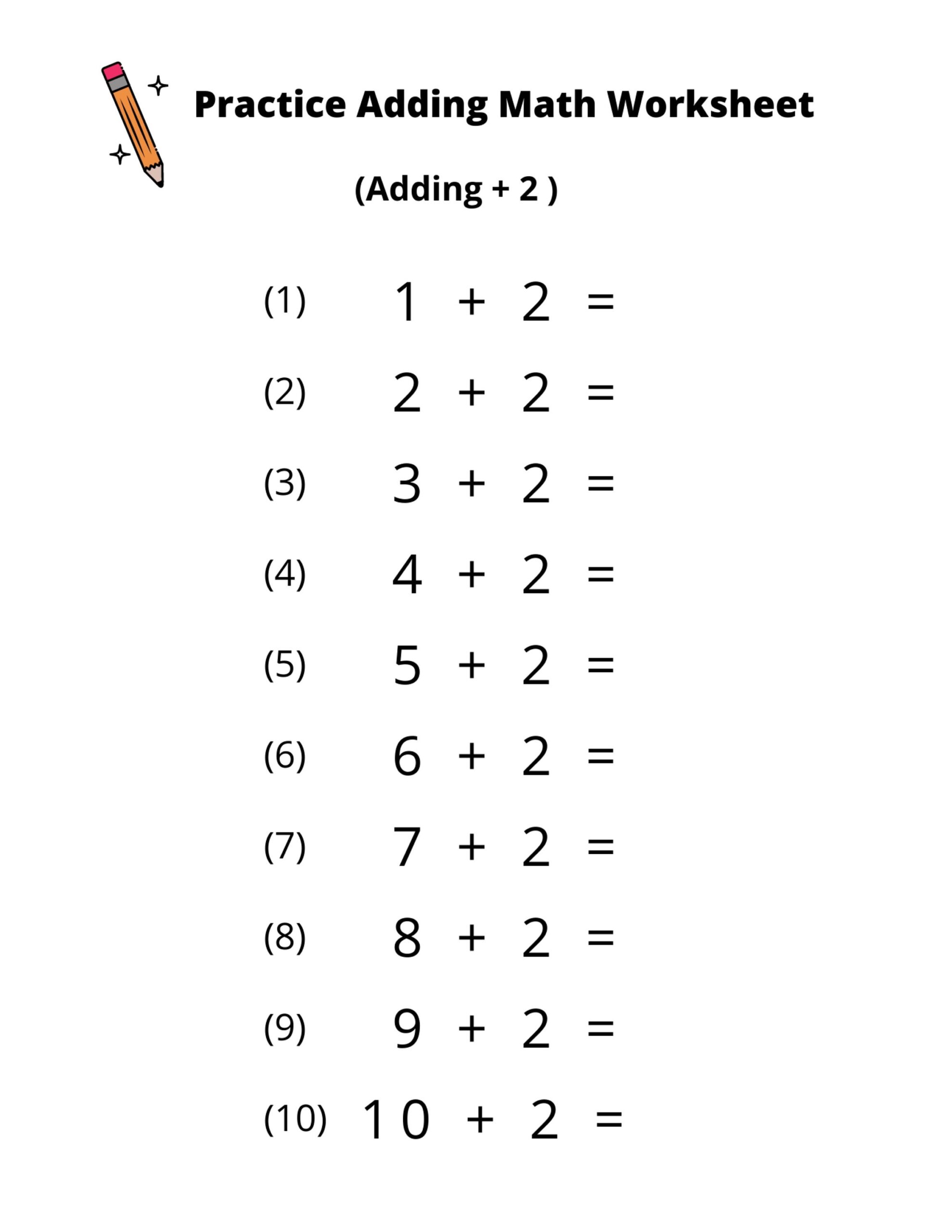 Addition Math Worksheets Adding By 2 Numbers 1 20 PDF Printable Etsy New Zealand