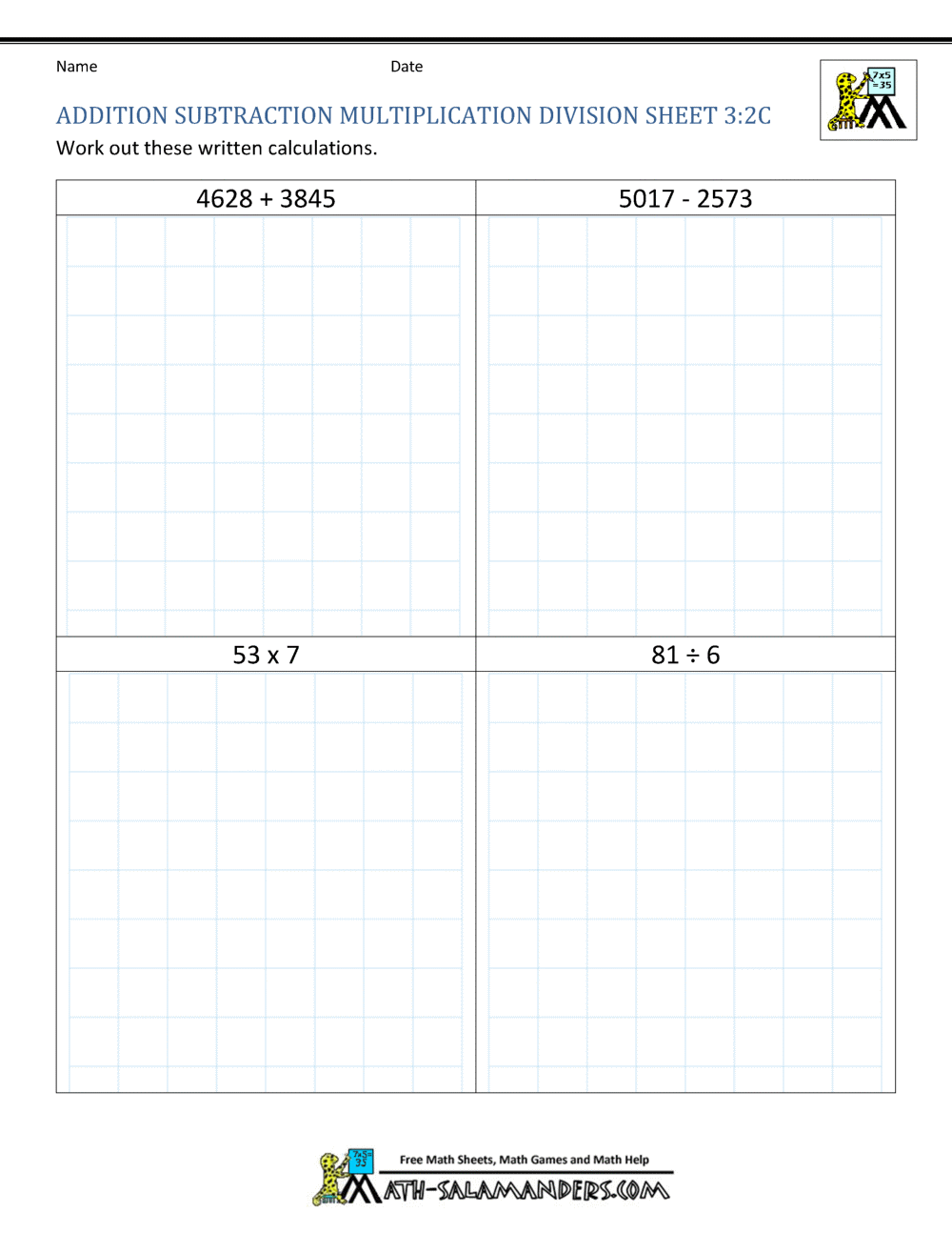 Addition Subtraction Multiplication Division Worksheets Math Worksheets Superstar Worksheets