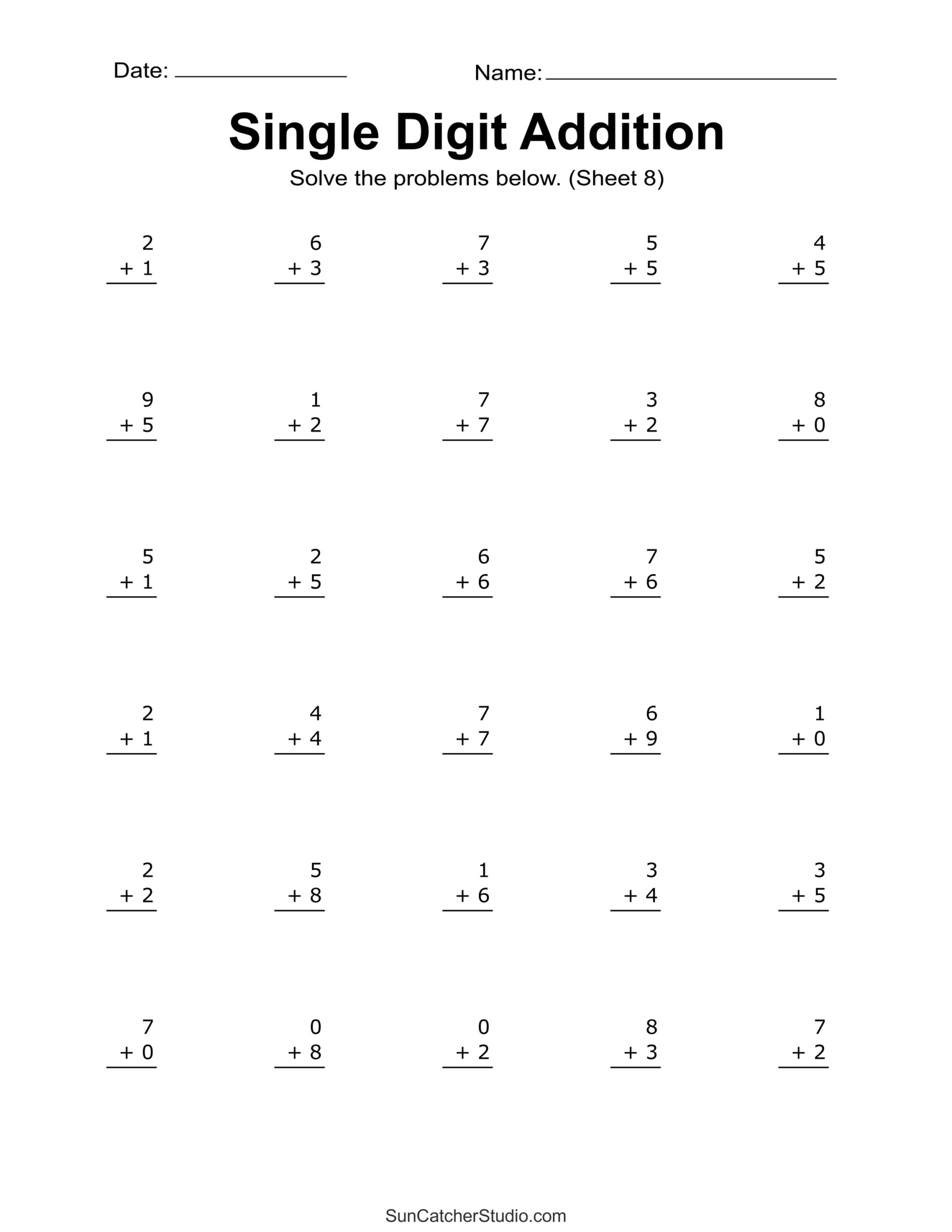 Addition 5 Minute Drill Math Worksheets For Grades 1 3 PDF Etsy