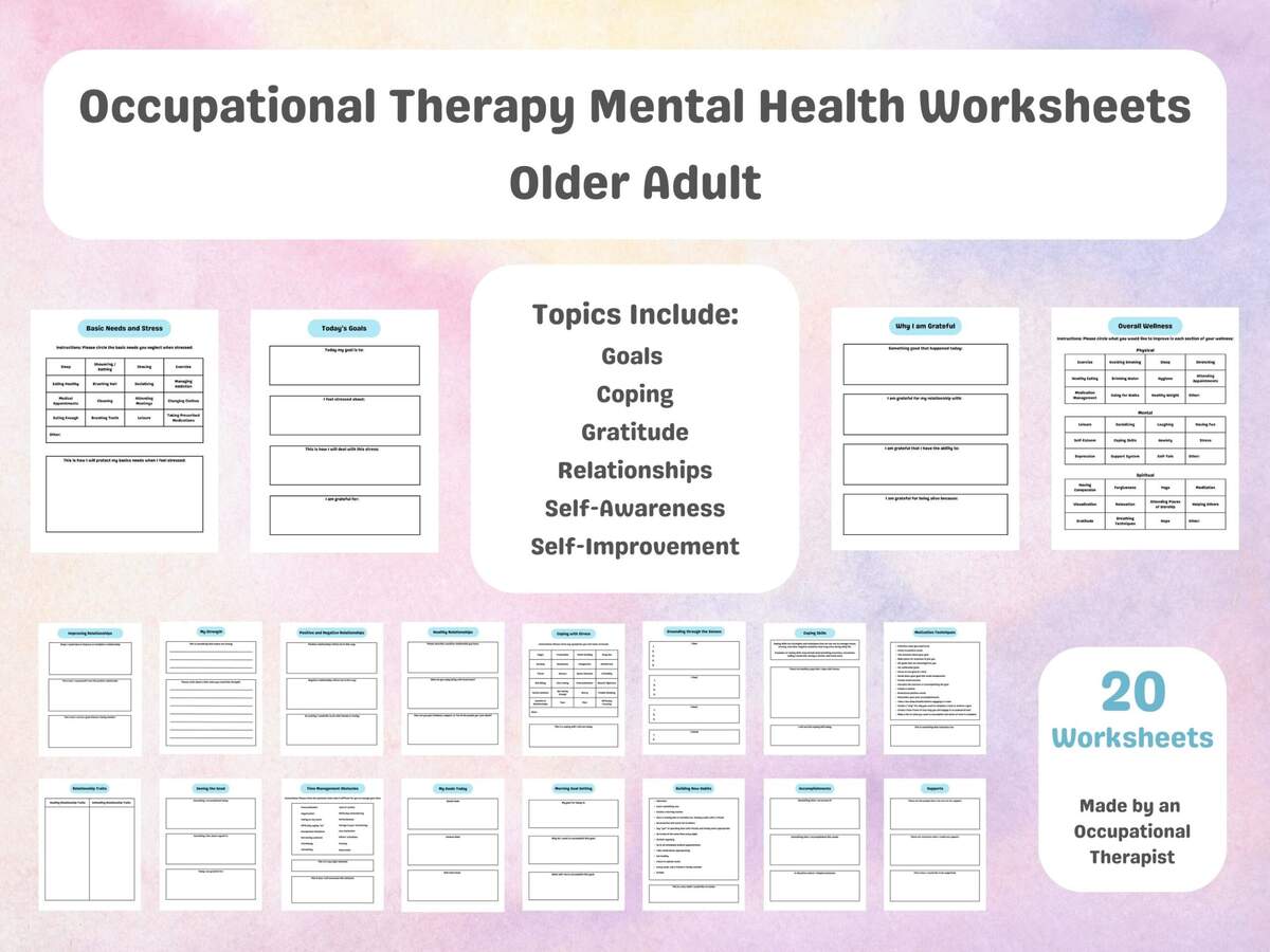 Adult Occupational Therapy Worksheets Mental Health Occupational Therapy Printable Worksheets Group Therapy Resources Self improvement Etsy Israel