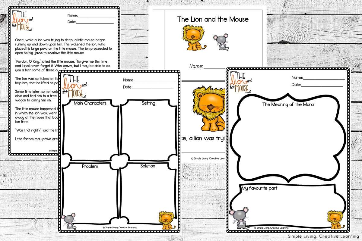 Aesop S Fables Printables The Lion And The Mouse Simple Living Creative Learning Aesop S Fables Printables The Lion And The Mouse Simple Living Creative Learning