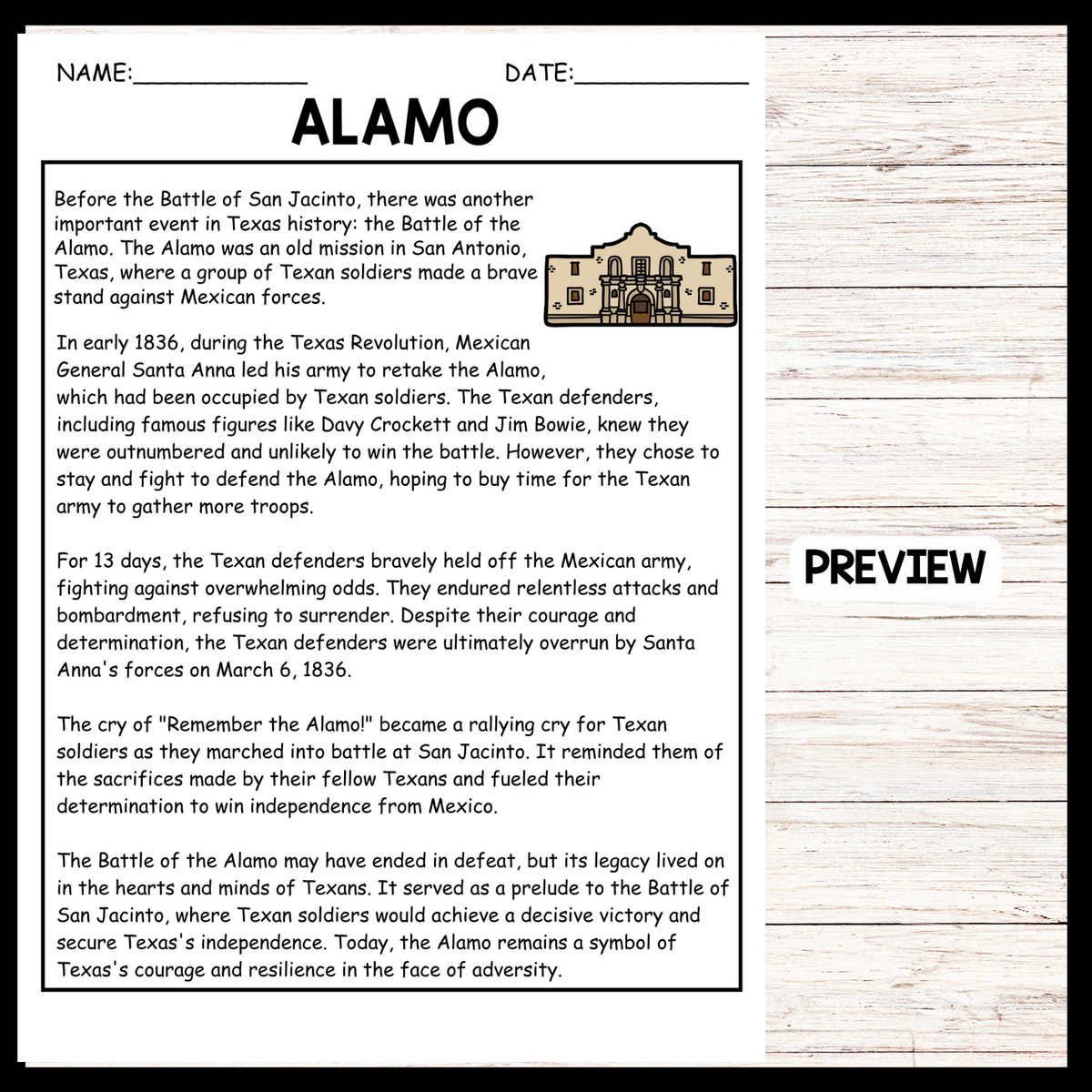 The Alamo Coloring Page Free Printable